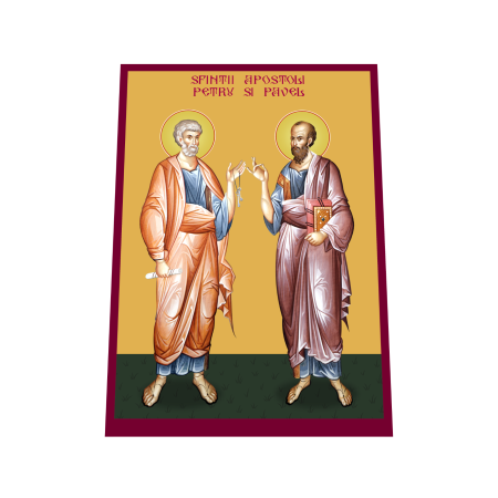 Print UV pe MDF - Icoana Sfintii Apostoli Petru si Pavel printata pe MDF cu UV la dimensiunea A4