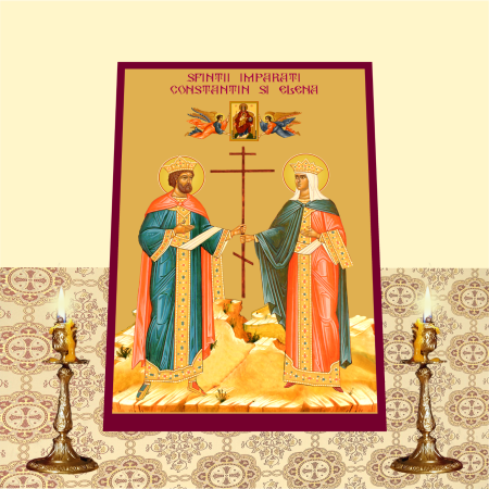 Icoana Sfintii Imparati Constantin si Elena printata pe MDF cu UV la dimensiunea A4 [1]