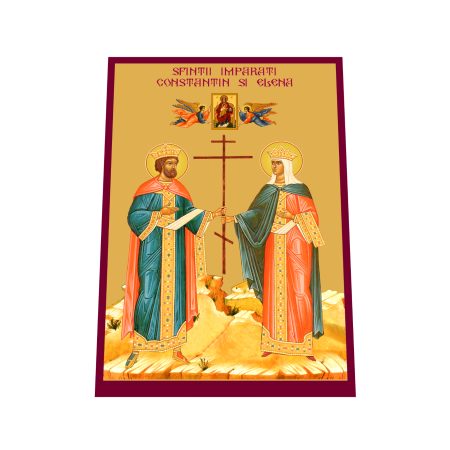 Print UV pe MDF - Icoana Sfintii Imparati Constantin si Elena printata pe MDF cu UV la dimensiunea A4