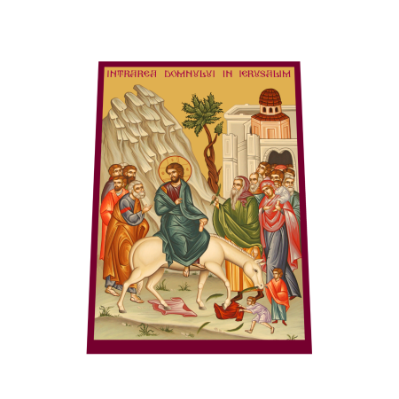 Print UV pe MDF - Icoana Intrarea Domnului in Ierusalim printata pe MDF cu UV la dimensiunea A4