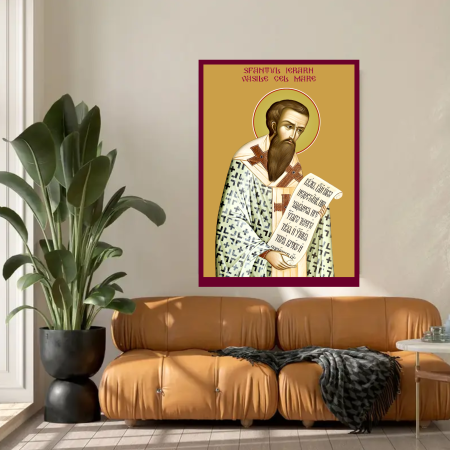 Icoana Sfantul Ierarh Vasile cel Mare printata pe MDF cu UV la dimensiunea A4 [2]