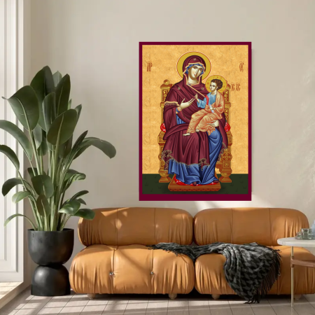 Icoana Maica Domnului pe tron print pe MDF cu UV la dimensiunea A5 [2]