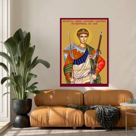 Icoana Sfantul Mare Mucenic Dimitrie Izvoratorul de Mir printata pe MDF cu UV la dimensiunea A4 [2]