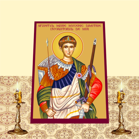 Icoana Sfantul Mare Mucenic Dimitrie Izvoratorul de Mir printata pe MDF cu UV la dimensiunea A4 [1]