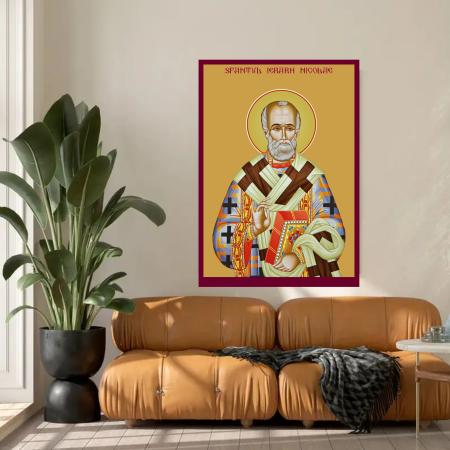 Icoana Sfantul Ierarh Nicolae printata pe MDF cu UV la dimensiunea A4 [2]