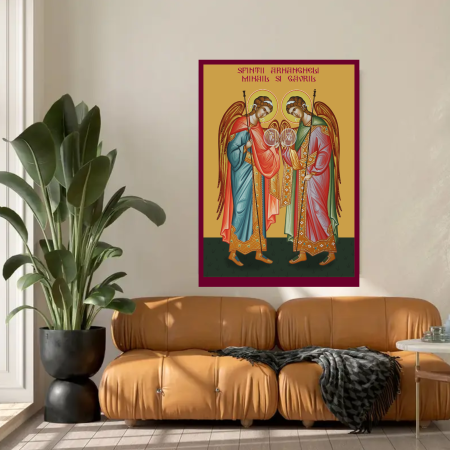 Icoana Sfintii Arhangheli Mihail si Gavril printata pe MDF cu UV la dimensiunea A4 [2]