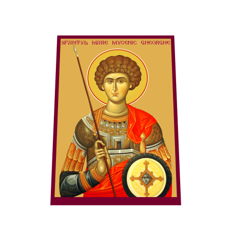 Print UV pe MDF - Icoana Sfantul Mare Mucenic Gheorghe printata pe MDF cu UV la dimensiunea A4