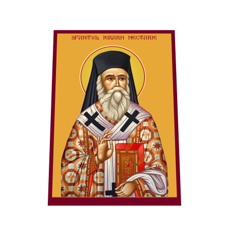 Print UV pe MDF - Icoana Sfantul Ierarh Nectarie printata pe MDF cu UV la dimensiunea A4