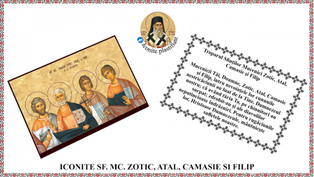 Iconite plastifiate - Icoana Sfintii Mucenici Zotic, Atal, Camasie si Filip