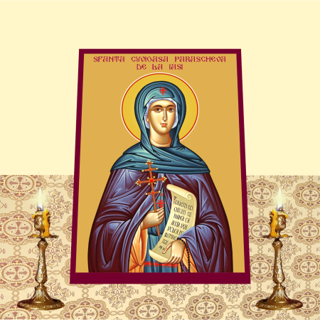 Icoana Sfanta Cuvioasa Parascheva de la Iasi printata pe MDF cu UV la dimensiunea A4 [1]