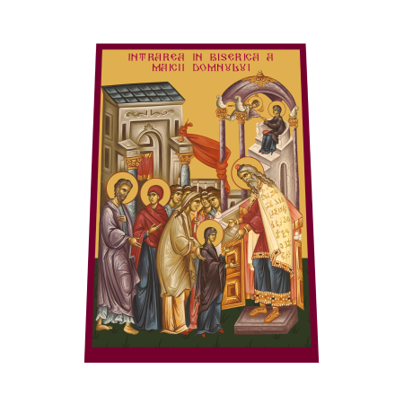 Print UV pe MDF - Icoana Intrarea Maicii Domnului in Biserica printata pe MDF cu UV la dimensiunea A4
