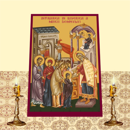 Icoana Intrarea Maicii Domnului in Biserica printata pe MDF cu UV la dimensiunea A4 [1]