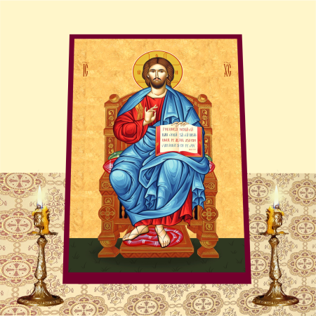 Icoana Mantuitorul pe tron print pe MDF cu UV la dimensiunea A5 [1]