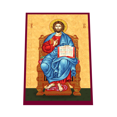 Print UV pe MDF - Icoana Mantuitorul pe tron print pe MDF cu UV la dimensiunea A5