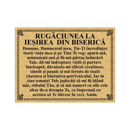 Diverse - Placuta cu rugaciunea la iesirea din biserica