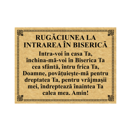 Diverse - Placuta cu rugaciunea la intrarea in biserica