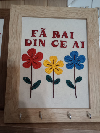 Icoane brodate - Tablou brodat cu suport de chei