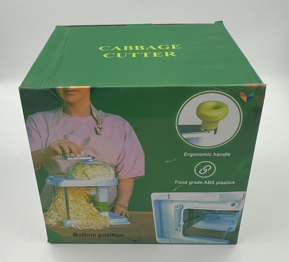Aparat manual de tocat varza, din plastic alb, cutite metalice, robust și ușor de utilizat [7]