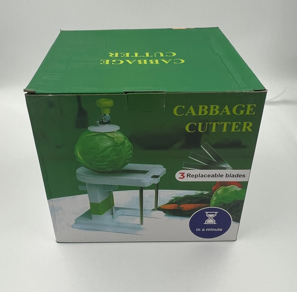 Aparat manual de tocat varza, din plastic alb, cutite metalice, robust și ușor de utilizat [4]