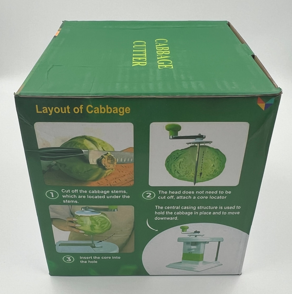Aparat manual de tocat varza, din plastic alb, cutite metalice, robust și ușor de utilizat [8]