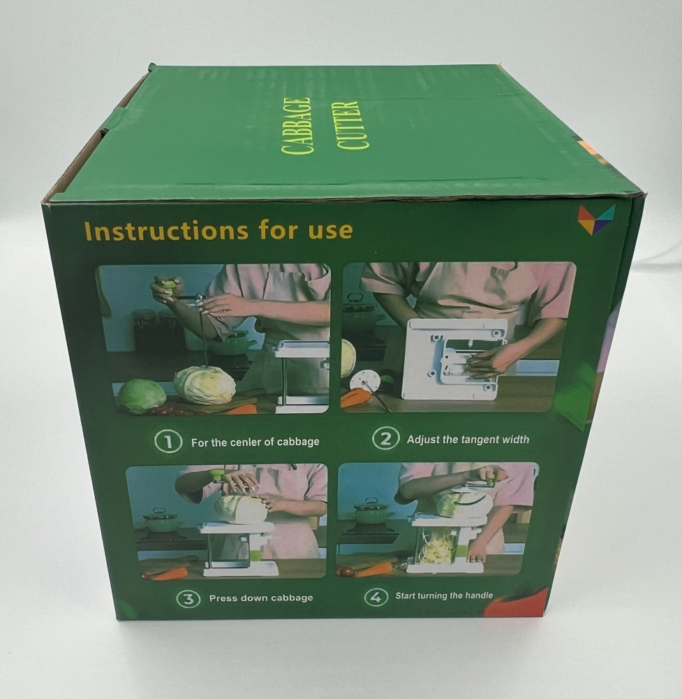 Aparat manual de tocat varza, din plastic alb, cutite metalice, robust și ușor de utilizat [5]