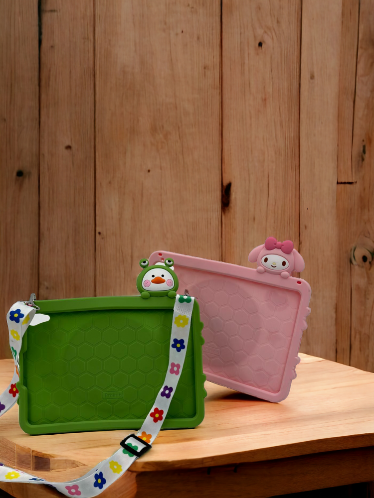 Husa protectie tableta din silicon, Compatibila Ipad Pro 10,5, Ipad 10,2, Disponibil in 4 culori, Roz, Lila, Mov, Verde, cu Curea de Umar Reglabila [4]