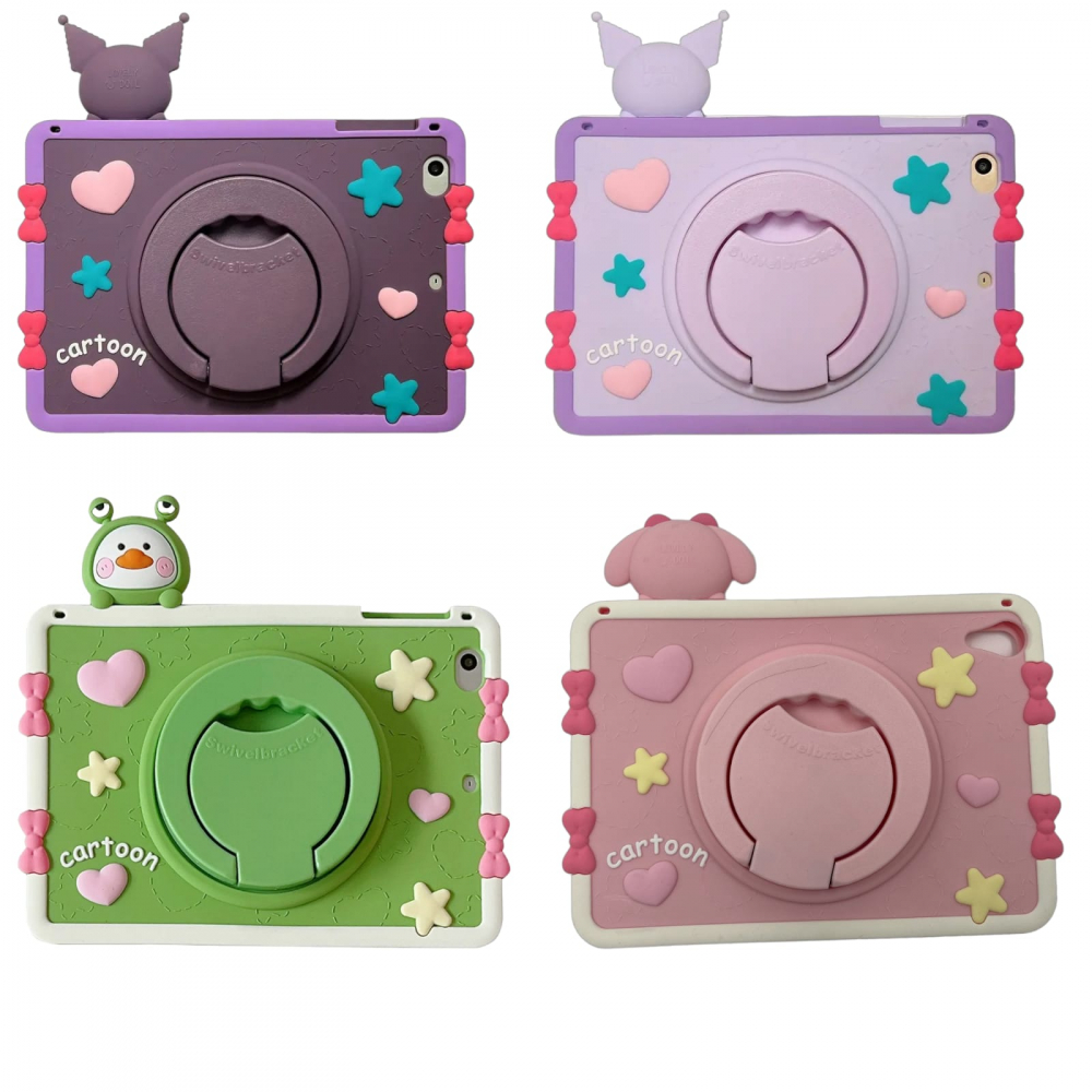 Husa protectie tableta din silicon, Compatibila Ipad Pro 10,5, Ipad 10,2, Disponibil in 4 culori, Roz, Lila, Mov, Verde, cu Curea de Umar Reglabila [1]