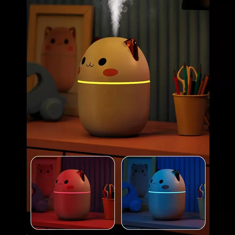 Umidificator de Aer cu  design adorabil în formă de pisicuță roz, un element vesel de decor pentru camera celor mici, cu lumina LED, alimentare USB, rezervor 250 ml [7]