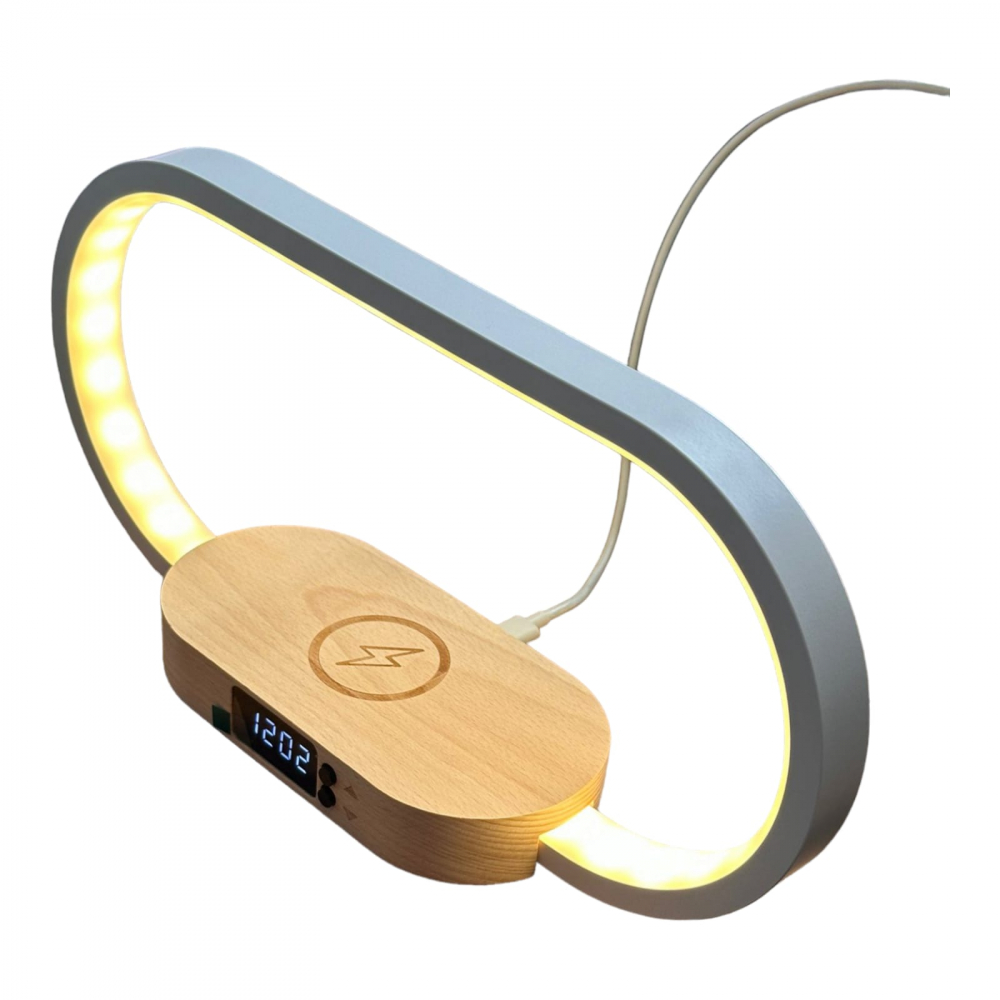 Lampa Led cu Ceas si Incarcator Wireless [2]