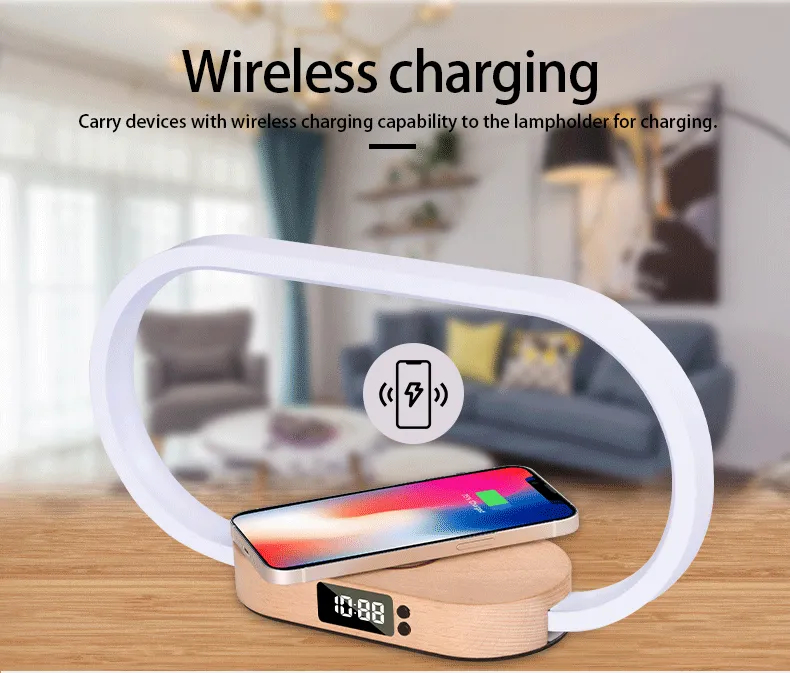 Lampa Led cu Ceas si Incarcator Wireless [6]
