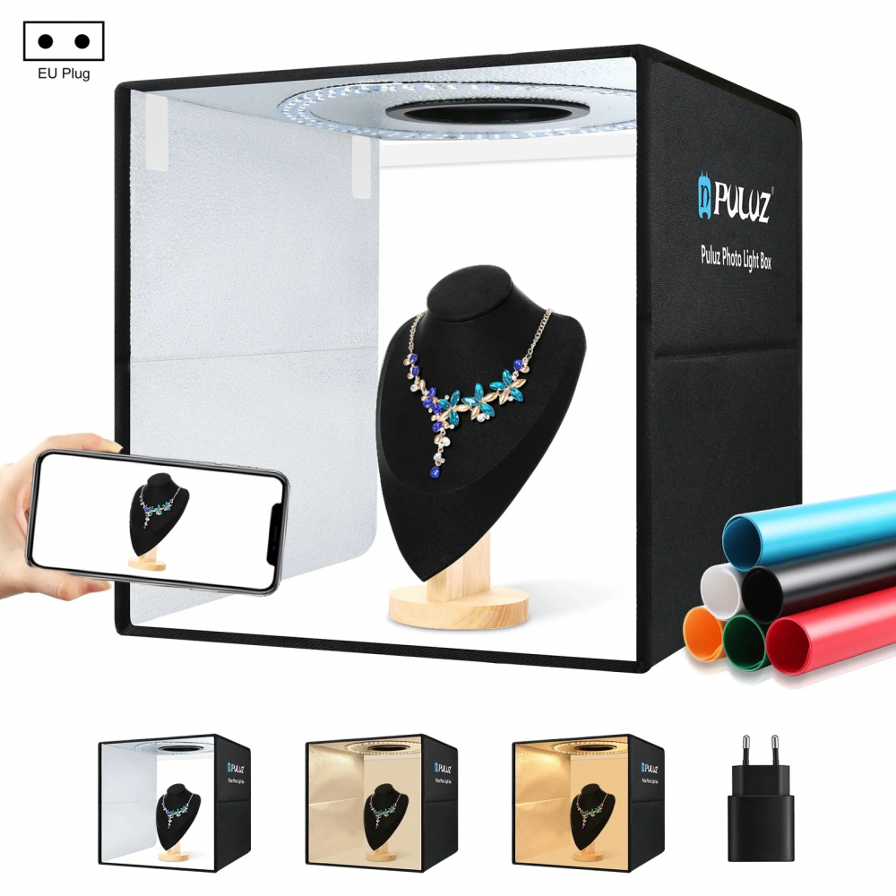 Mini studio foto, Pliabil, Portabil, LED, 40 cm, Negru, iluminare uniformă, evidențiind fiecare detaliu, pentru rezultate profesionale, chiar și în spații restrânse [2]