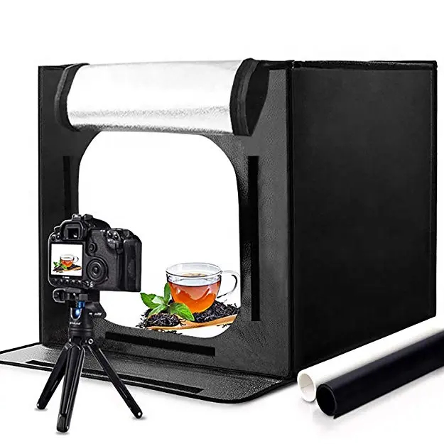 Mini studio foto, Pliabil, Portabil, LED, 80 cm, Negru, iluminare uniformă, evidențiind fiecare detaliu, pentru rezultate profesionale, chiar și în spații restrânse [2]