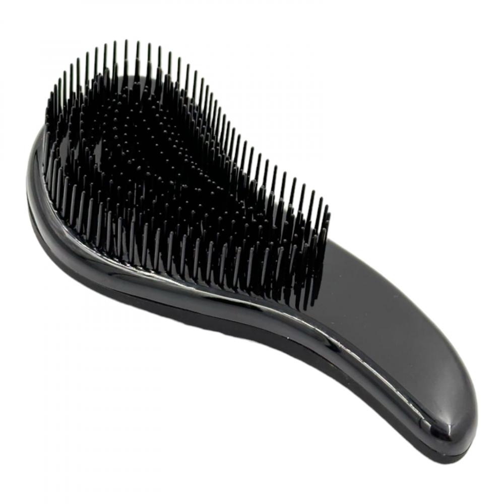 Perie de păr ergonomică  din plastic negru, cu peri de diferite lumgimi, pentru  descurcarea eficeinta a parului si masaj capilar delicat [1]