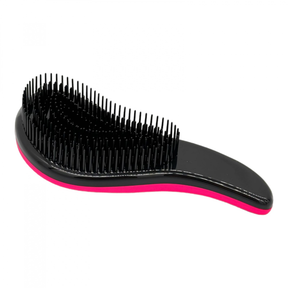 Perie de păr ergonomică  din plastic roz, cu peri de diferite lumgimi, pentru  descurcarea eficeinta a parului si masaj capilar delicat [1]