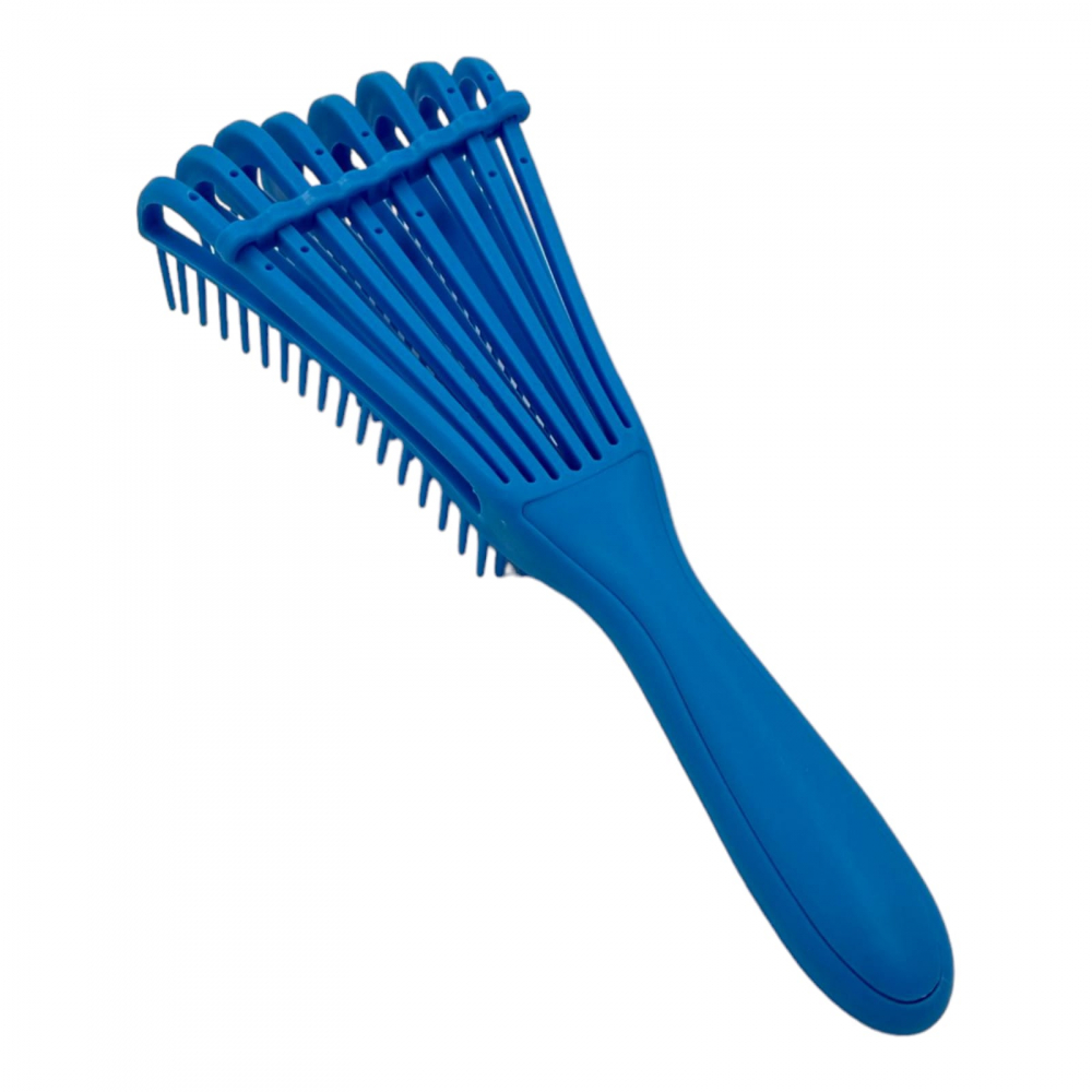 Perie par reglabila din plastic albastru, cu maner ergonomic,  personalizeaza nivelul de descurcare și netezire, in functie de textura și nevoile părului [2]