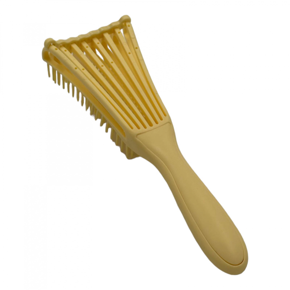Perie par reglabila din plastic galben, cu maner ergonomic,  personalizeaza nivelul de descurcare și netezire, in functie de textura și nevoile părului [3]