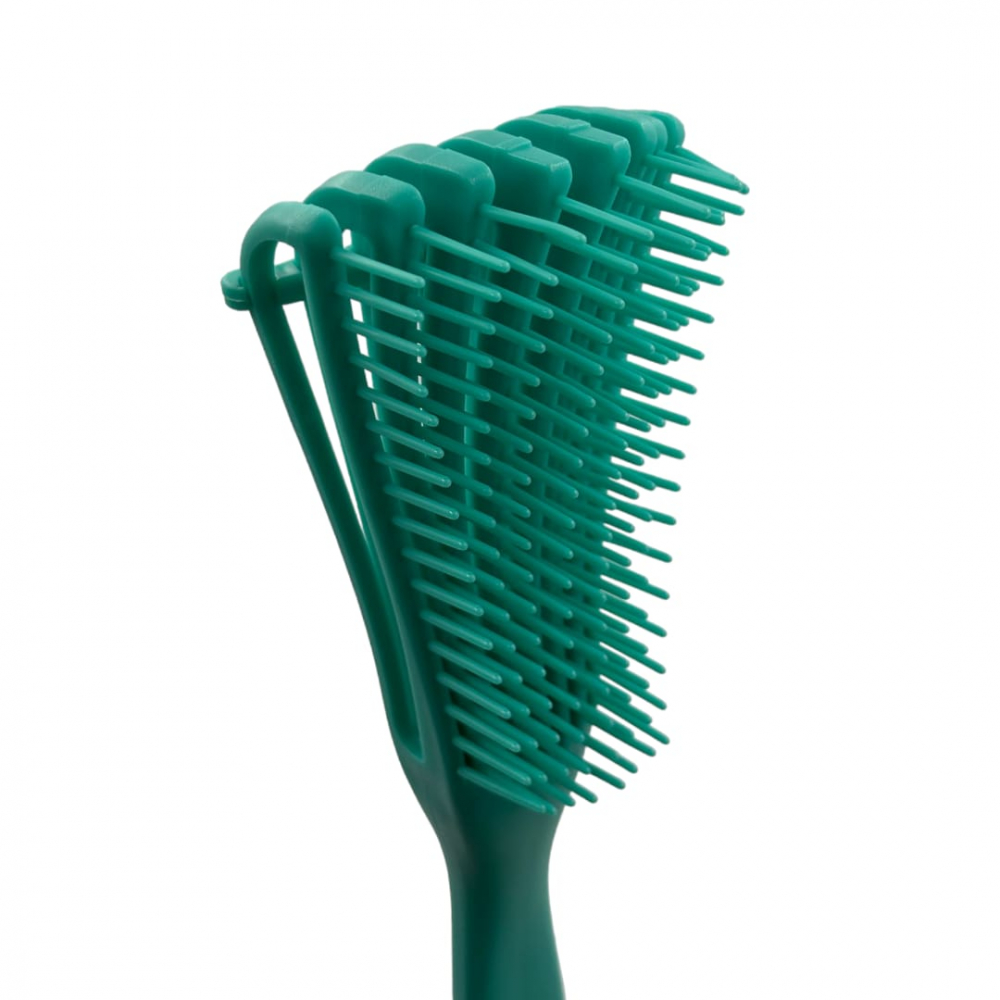 Perie par reglabila din plastic verde, cu maner ergonomic,  personalizeaza nivelul de descurcare și netezire, in functie de textura și nevoile părului [3]