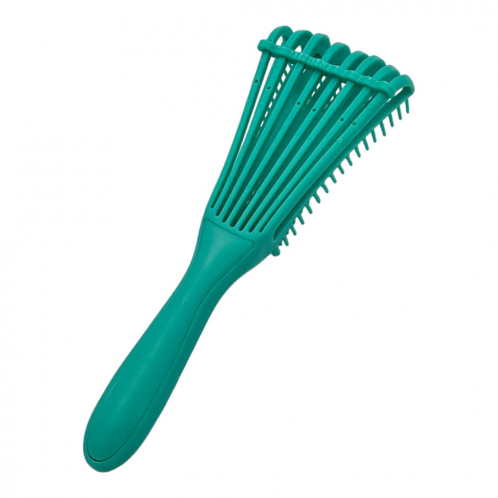 Perie par reglabila din plastic verde, cu maner ergonomic,  personalizeaza nivelul de descurcare și netezire, in functie de textura și nevoile părului [4]