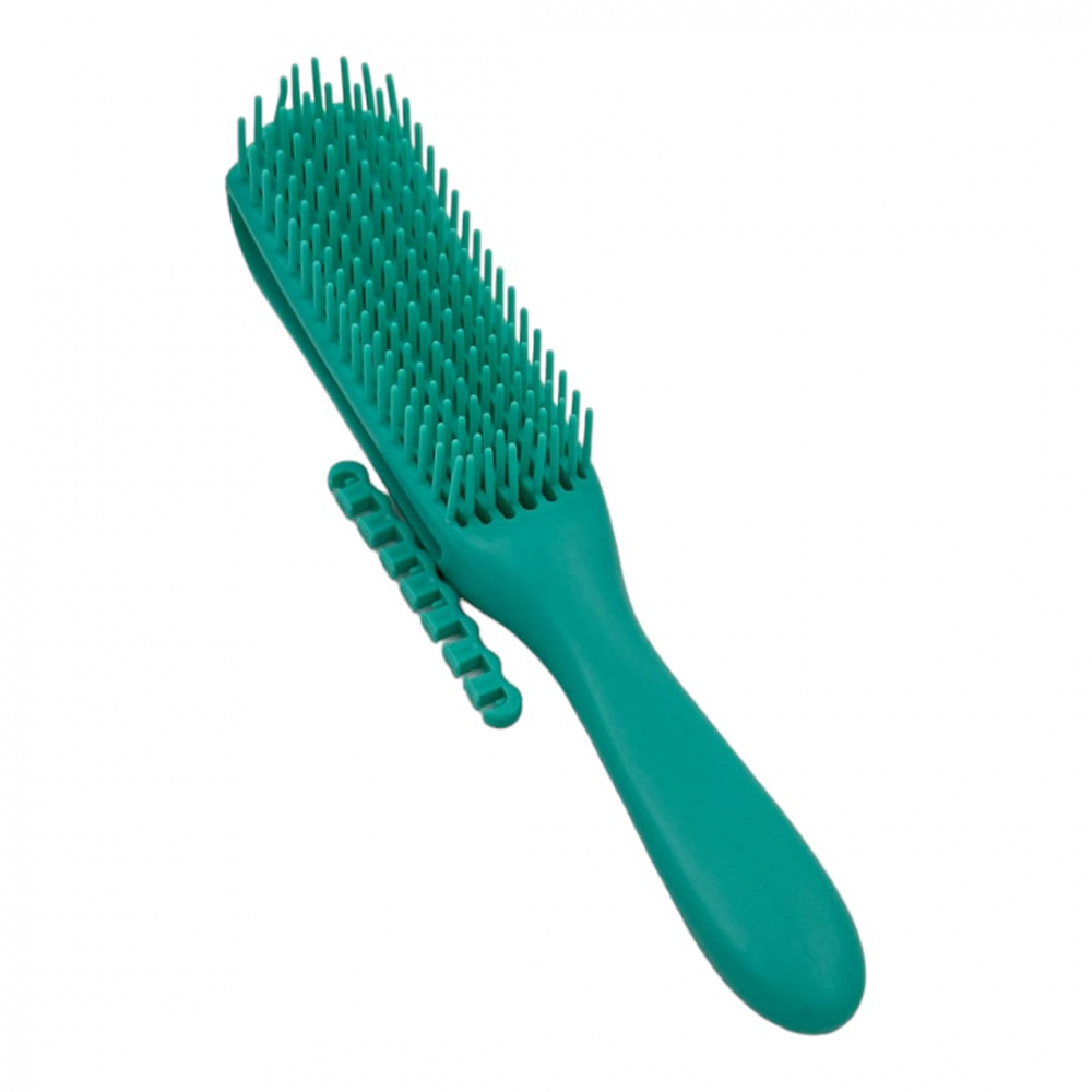 Perie par reglabila din plastic verde, cu maner ergonomic,  personalizeaza nivelul de descurcare și netezire, in functie de textura și nevoile părului [1]