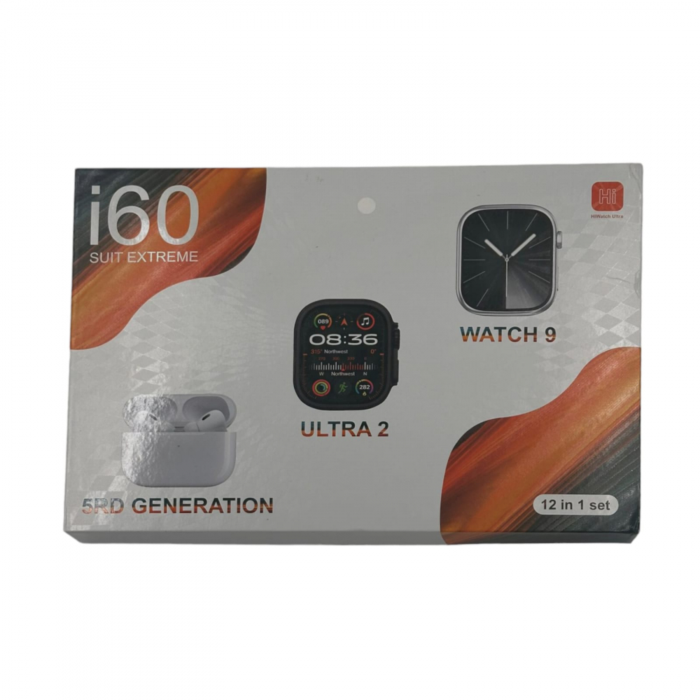 Set Smart Watch Cu Doua Ceasuri, Casti Wireless, 2 Huse Protectie si 7 Bratari I60 [2]