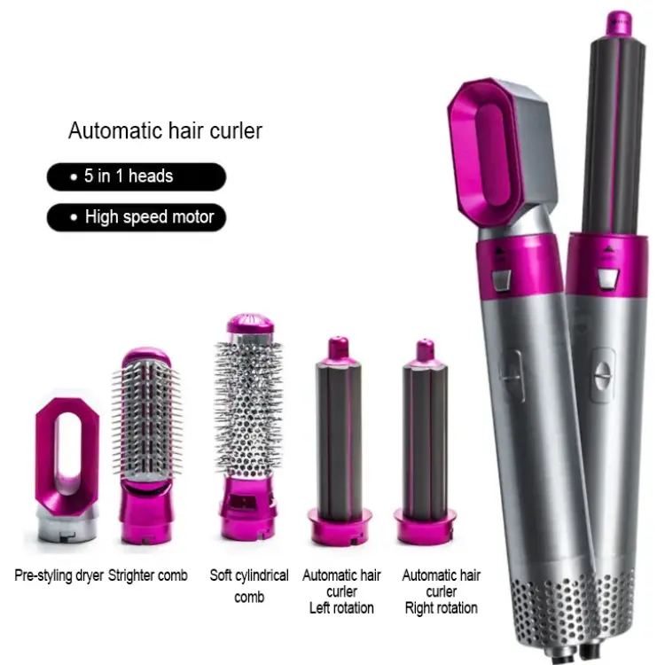 Uscător de Păr 5 în 1, cu perii multifunctionale interschimbabile, 3 trepte de temperatura, protectie par cu efect antistatic, 1000W, ofera  o experiență de coafare completă [3]