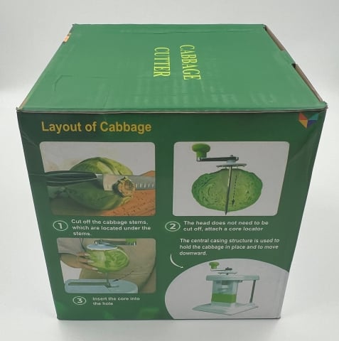 Aparat manual de tocat varza, din plastic alb, cutite metalice, robust și ușor de utilizat [7]