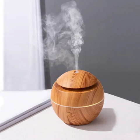 Umidificator Ultrasunete Glob, imitatie lemn,alimentare USB, lumina LED  - aromaterapie  pentru un mediu sănătos pentru căile respiratorii și piele, rezervor 200 ml [1]