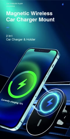 Incărcător auto wireless care transformă călătoriile tale într-o experiență fără griji, cu design atrăgător albastru, antialunecare și funcționalitate de rotație 360 de grade [6]