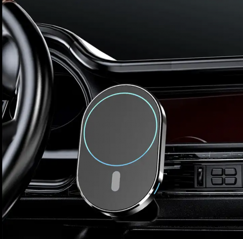 Incărcător auto wireless care transformă călătoriile tale într-o experiență fără griji, cu design atrăgător albastru, antialunecare și funcționalitate de rotație 360 de grade [1]