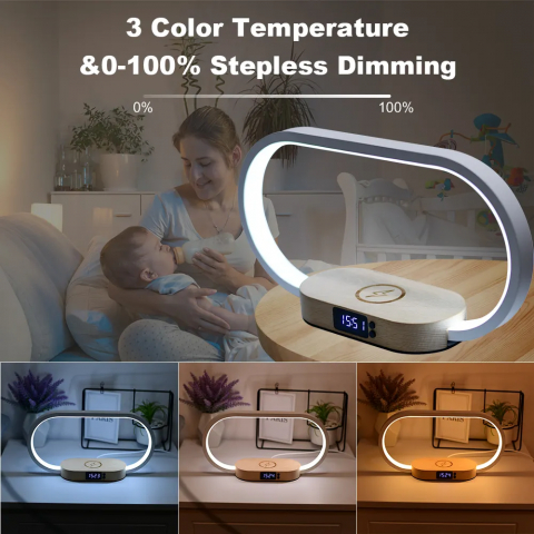 Lampa Led cu Ceas si Incarcator Wireless [6]