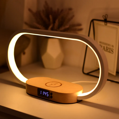 Lampa Led cu Ceas si Incarcator Wireless [2]