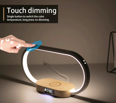 Lampa Led cu Ceas si Incarcator Wireless [3]