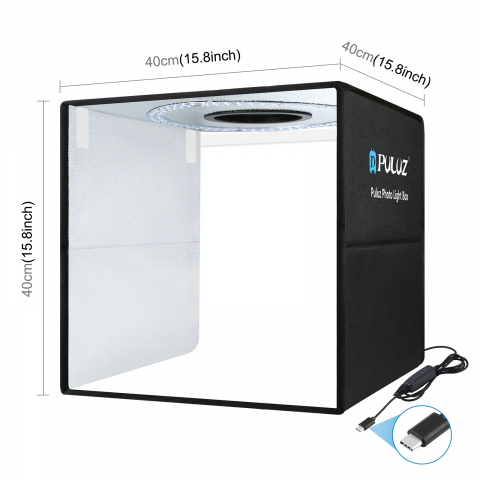 TV, Audio-Video & Foto - Mini studio foto, Pliabil, Portabil, LED, 40 cm, Negru, iluminare uniformă, evidențiind fiecare detaliu, pentru rezultate profesionale, chiar și în spații restrânse