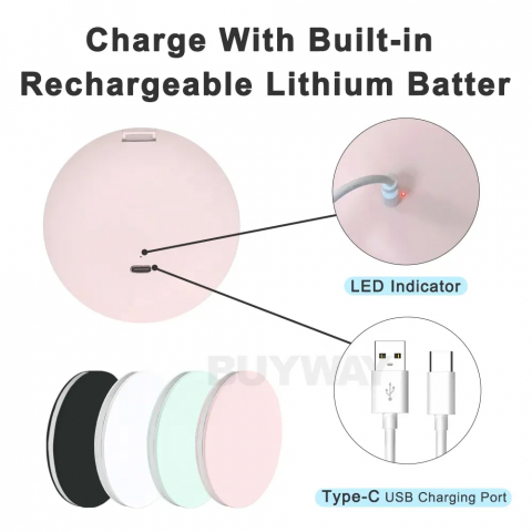 Oglinda mini roz eleganta si discreta, pentru machiaj,cu 2 fete, marire imagine de 2 or,  lumina LED,3 moduri de marire a intensitatii luminii, incarcare USB [3]